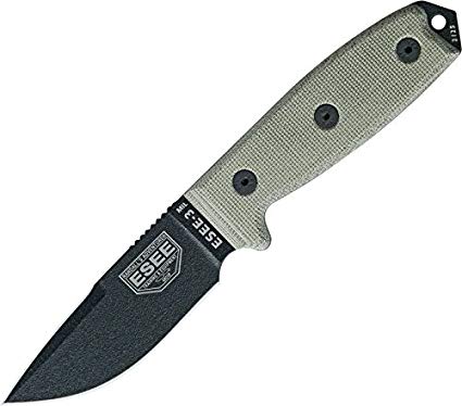 ESEE 3P-CP with Glass Breaker Pommel Black Blades with Micarta Handles OD Green Molle Sheath