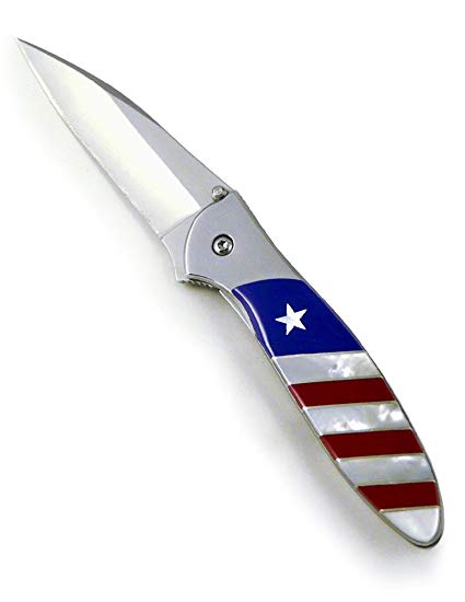 Kershaw Leek Folding Pocket Knife with Artisan-Crafted American Flag Handle