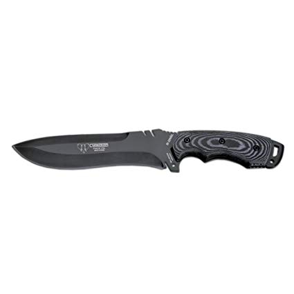 Survival fixed blade knife Cudeman 299-NK Mova with handle micarta black, mini boina green and sheath Kydex