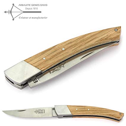 Arbalete G. David Thiers handmade knife 12 cm T1112CH1/20CAB full oak wood handle, blade stainless steel