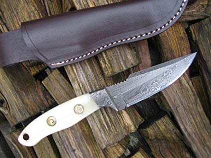 Massive Sale! Stunning Custom Made Damascus Knife - Mammoth Bone