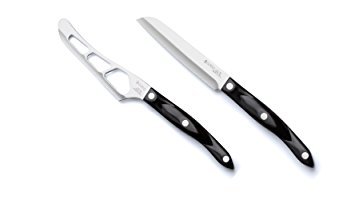 Cutco Cheese 2 piece Knife set. - Cheese Knife (1764) and Santoku Style Trimmer (3721) Classic Dark Brown handles (often called 