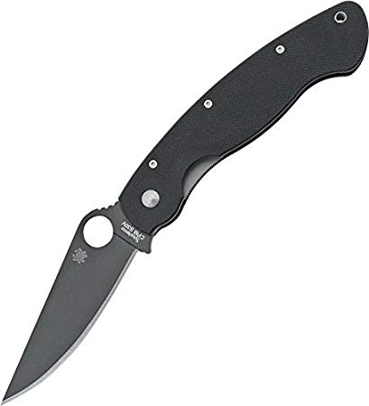 Spyderco Military Model G-10 Black Blade Plain Edge Knife