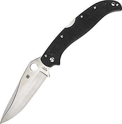 Spyderco Tatanka G-10 Black Plain Edge Knife, Black, Left/Right