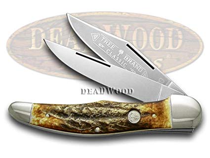 BOKER TREE BRAND Genuine Deer Stag Midfolding Hunter Pocket Knife Knives