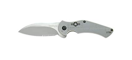 Kershaw Junkyard Dog Pocket Knife with Partially Serrated Blade and 410 Stainless-Steel Handle with Air Force Markings