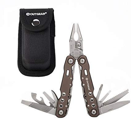 OutGear 13-in-1 Tactical Multi-Tool, Stainless Steel Spring-loaded Pliers, Safe Locking Function, Ideal for Hiking, Quick Car Fixes, Camping, Gardening, Survival, Fishing and DIY Tasks