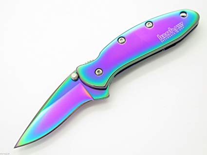 Kershaw USA 1600vib Chive Ken Onion Assisted Speed Safe Small Folding Pocket Knife Rainbow Titanium