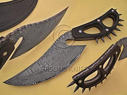 Handmade Damascus Steel Collectible Hunting Cobra Night Slasher Knife