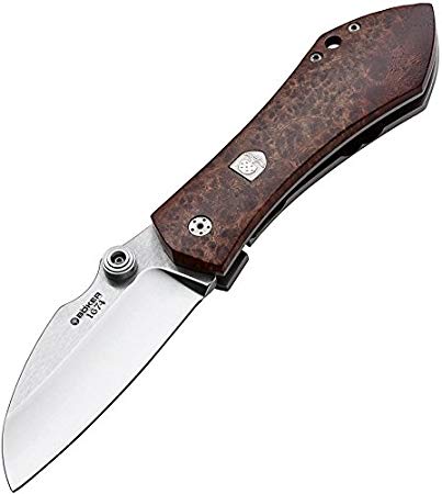 BOKER TREE BRAND 1674 Amboina Wood Anso 67 Frame Lock 1/343 Stainless Pocket Knife Knives