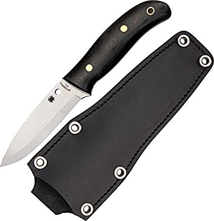 Spyderco Bushcraft G-10 PlainEdge Knife with Leather Sheath